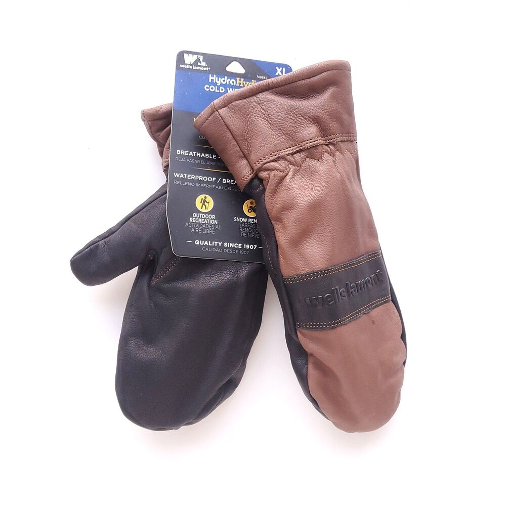 Wells Lamont Hydrahyde Full Finger Glove Mittens XL (Fit smaller) Leather Brown